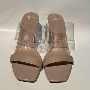 Bp Naomi Acrylic Clear Heel & Strap Sandal Beige Slide NWOT 11 EVENT WEDDING Y2K